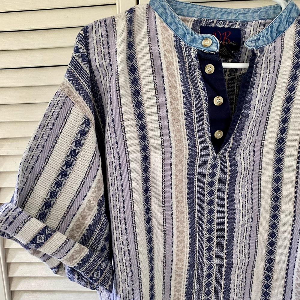 Vintage Cotton & Denim Purple Pattern Shirt